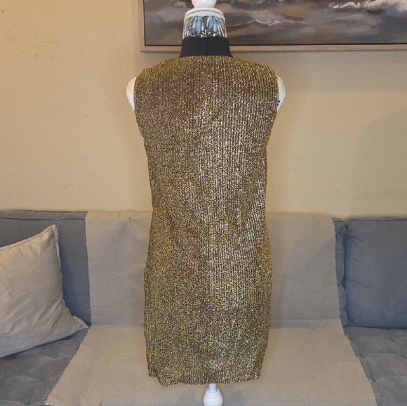 NWT Zara Gold and Black Sleeveless Midi Dress - Picture 3 of 5